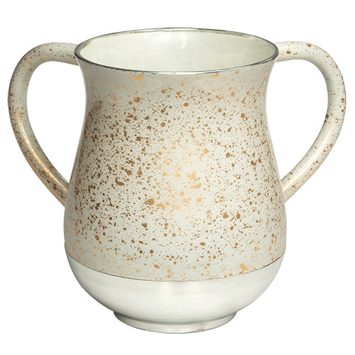 Art Judaica:Washing Cup - White and Gold-Aluminium