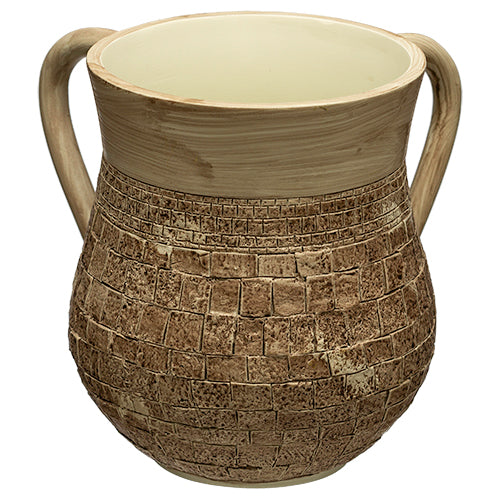 Art Judaica: Washing Cup - Polyresin Kotel  Design-Gold/Brown