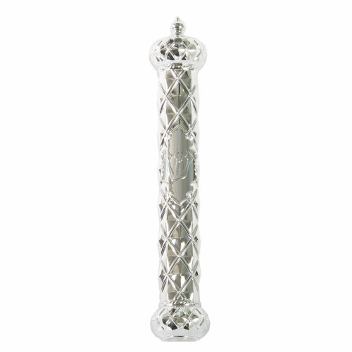 Art Judaica: Mezuzah Case - Silver Crown And Diamond 15cm