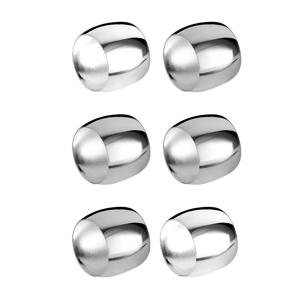 Haddad Bros: Set Of 6 Napkin Rings- Silver Dipped - Classic Design