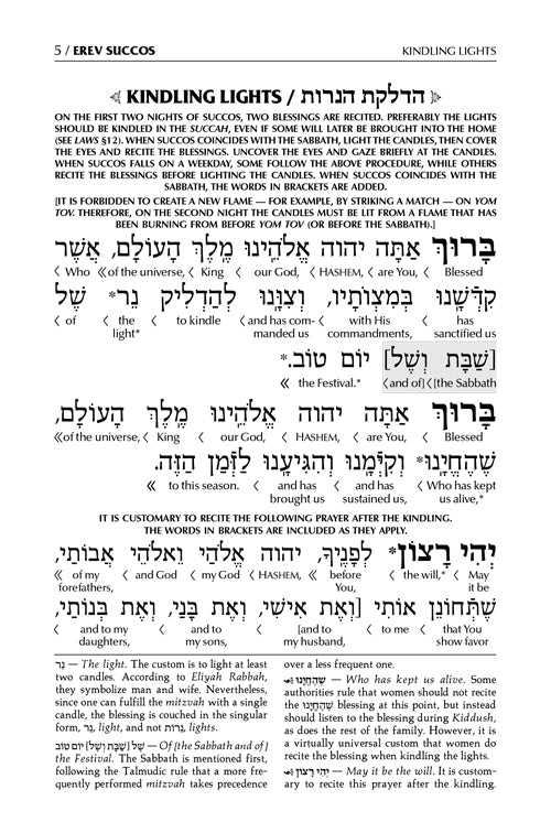 Schottenstein Interlinear Succos Machzor Full Size Sefard