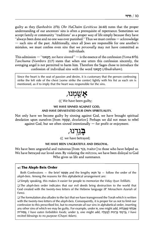 Artscroll: Intrelinear Viduy / Confession by Rabbi Menachem Davis