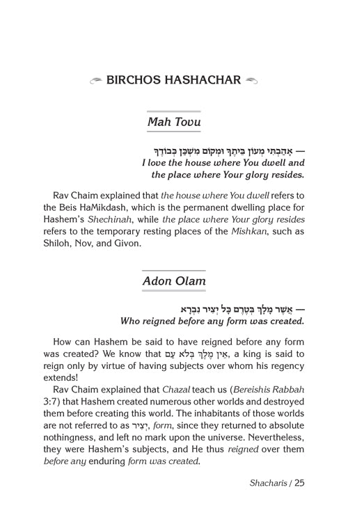 Rav Chaim Kanievsky on Siddur - Weekdays