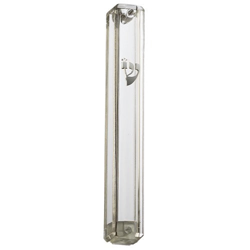 Art Judaica: Mezuzah Case -Transparent Plastic with Rubber Cork 12cm