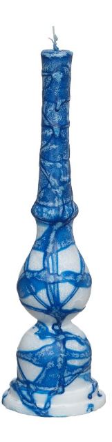 Art Judaica: Havdalah Candle Two Tone Lamp style - Blue/White