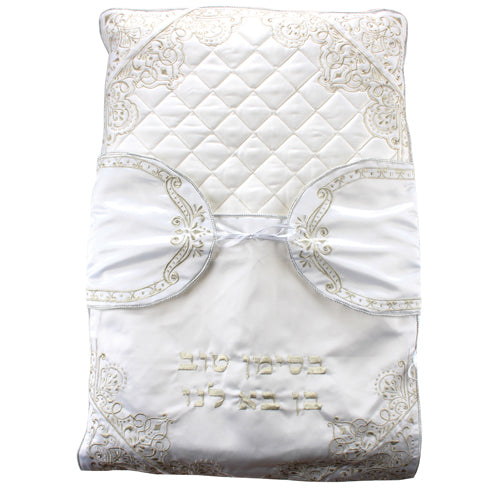 Art Judaica: Brit Pillow -Gold Embroidery-Satin