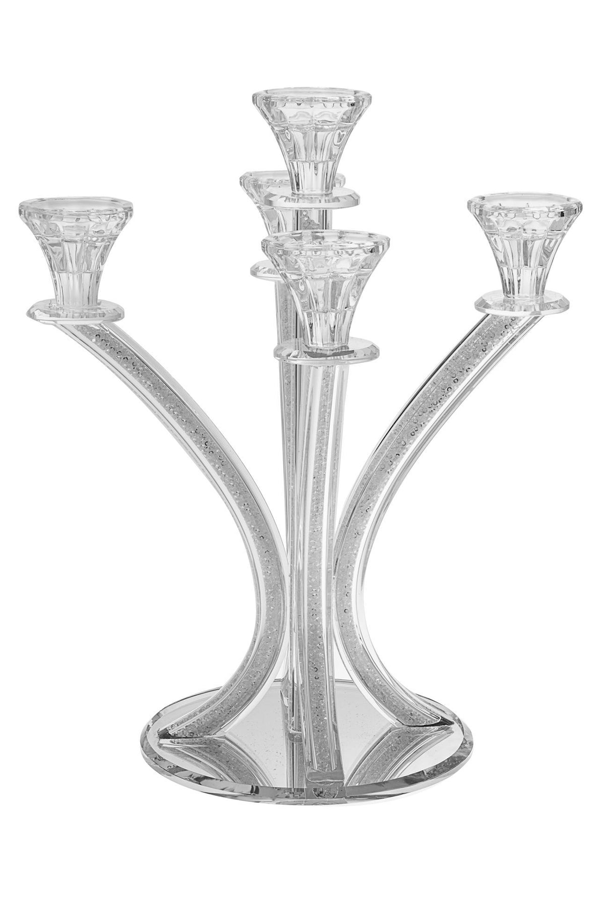 Candelabra-5 Branches-Crystal With Curved-Crystal Stones