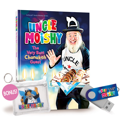 Uncle Moishy Chanukah Book + USB + FREE Tzedakah Pouch!