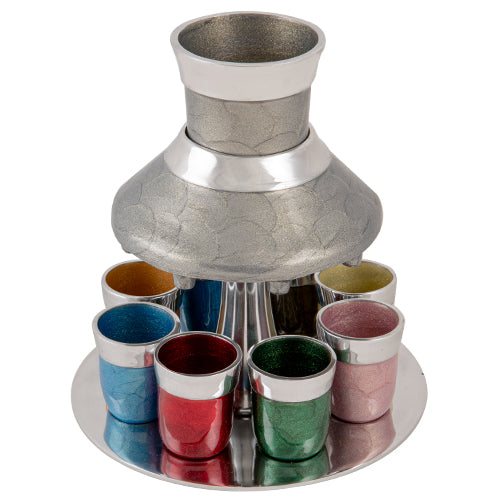 Art Judaica: Kiddush Wine Fountain Set -Anodized Aluminium- Multicolour