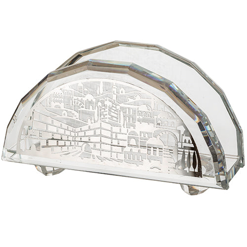 Art Judaica: Napkin/Birkat HaMazon Holder - Crystal Jerusalem design